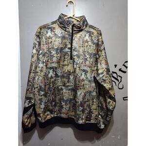 WALLS Oilfield Camo Fleece 1/4 Zip Jacket Sleeve Tech & Pouch Pockets Mens L